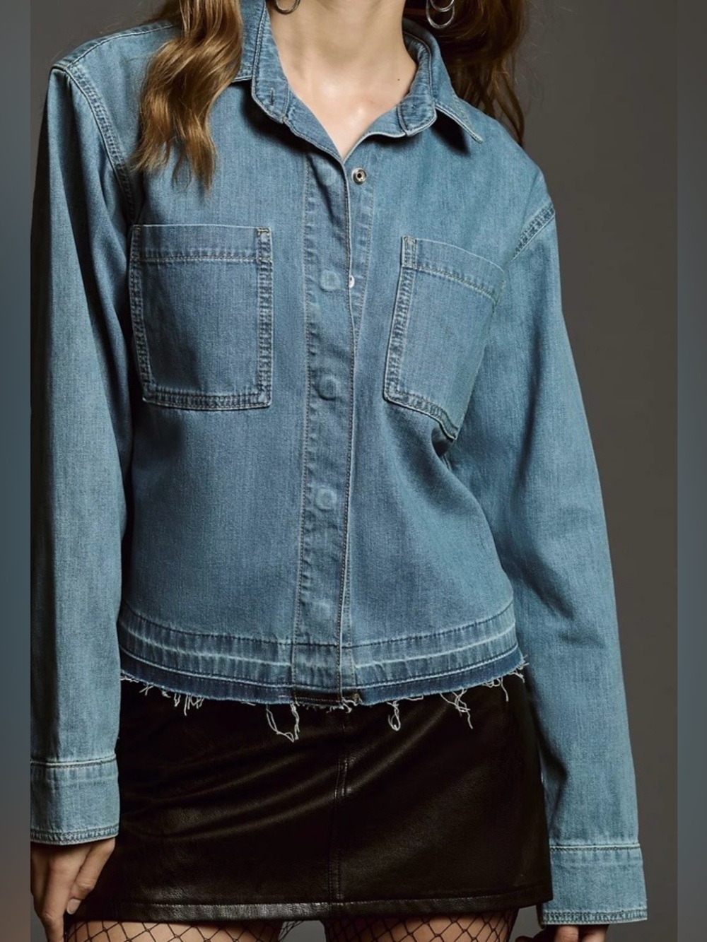 Pilcro Light Blue Denim Button-Front Shirt